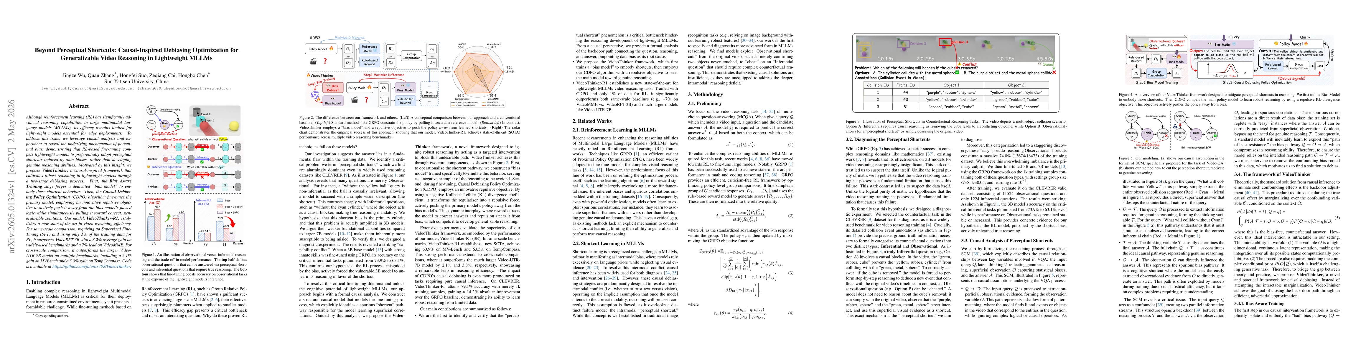 Thumbnail for Beyond Perceptual Shortcuts: Causal-Inspired Debiasing Optimization for Generalizable Video Reasoning in Lightweight MLLMs