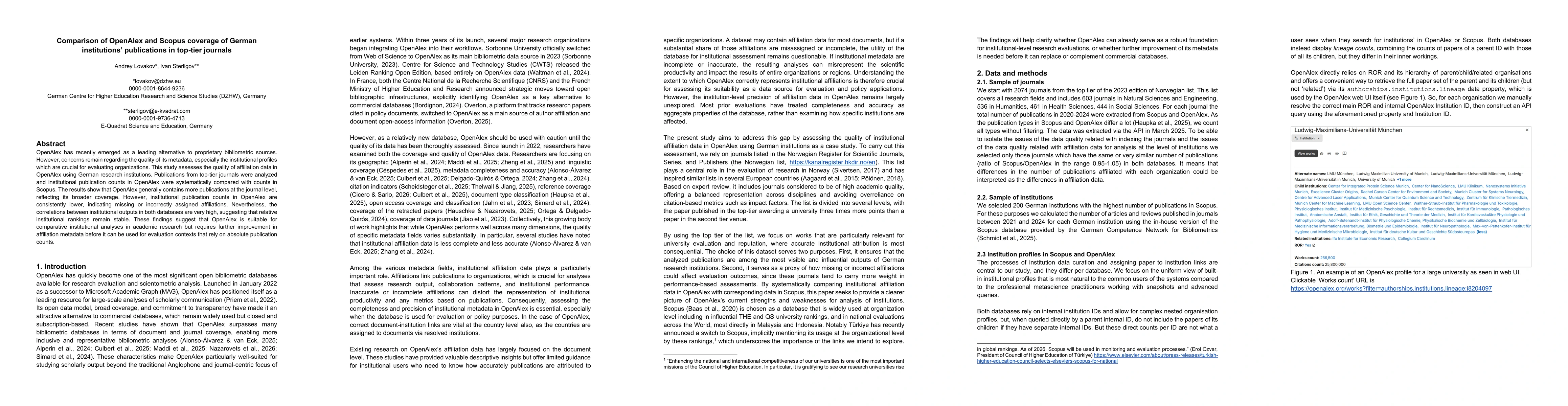 Thumbnail for Comparison of OpenAlex and Scopus coverage of German institutions' publications in top-tier journals