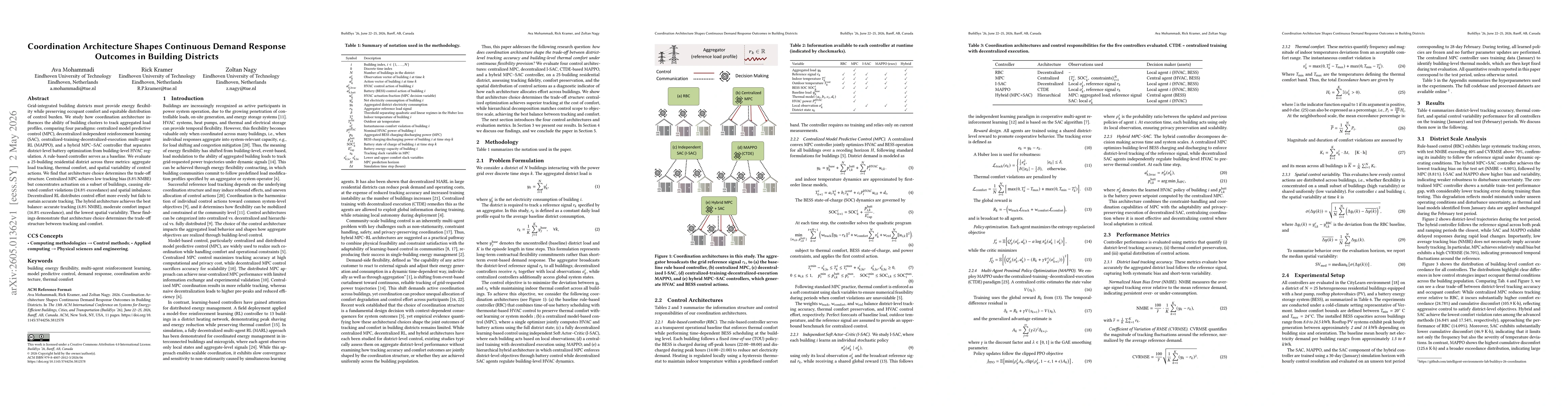 Thumbnail for Coordination Architecture Shapes Continuous Demand Response Outcomes in Building Districts