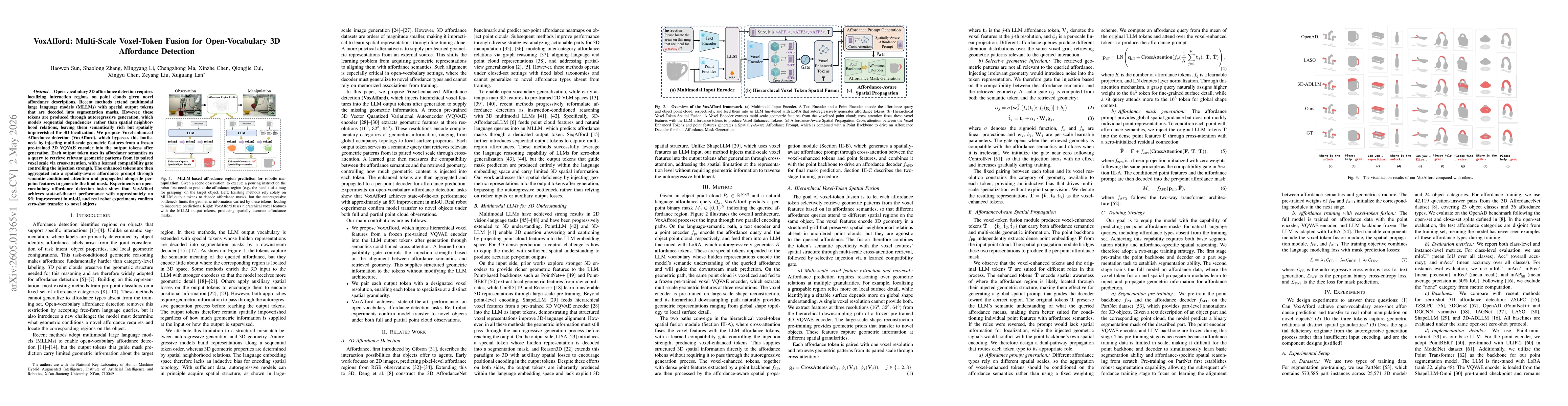 Thumbnail for VoxAfford: Multi-Scale Voxel-Token Fusion for Open-Vocabulary 3D Affordance Detection