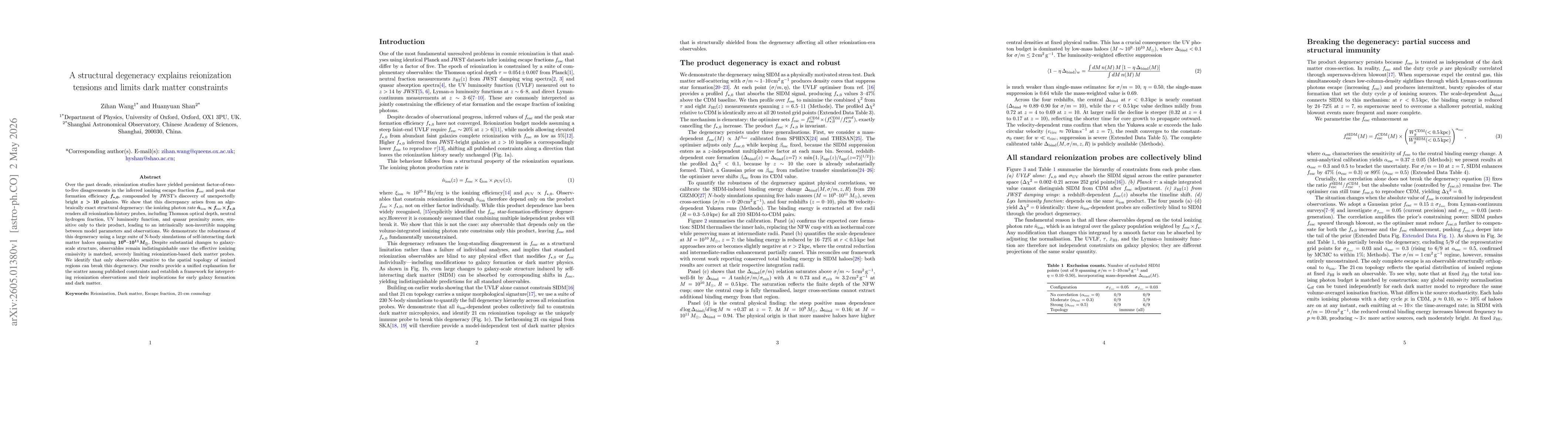 Thumbnail for A structural degeneracy explains reionization tensions and limits dark matter constraints