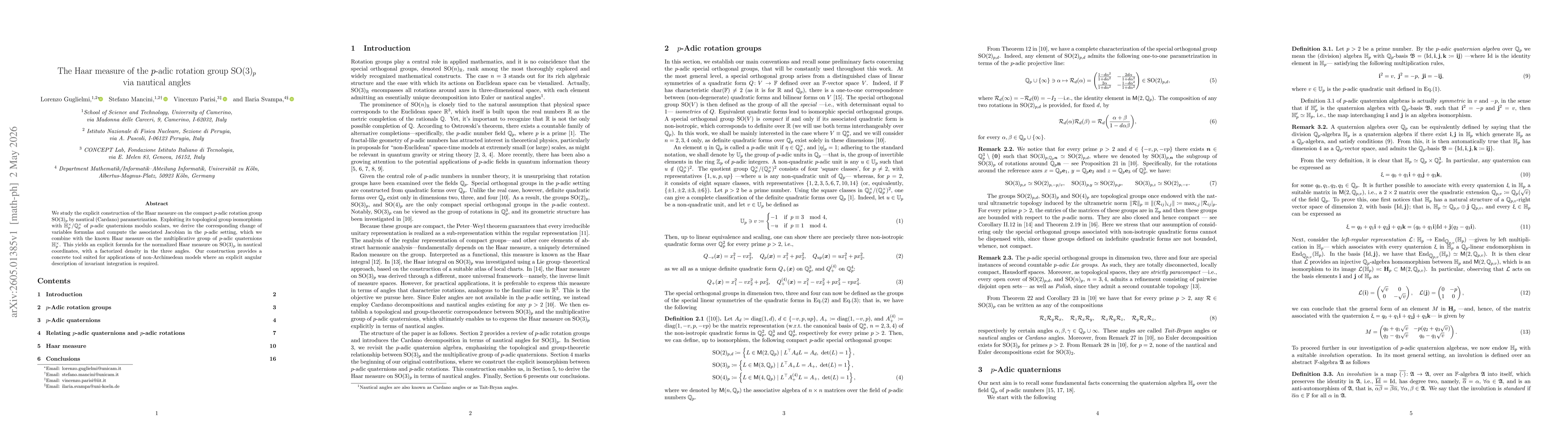 Thumbnail for The Haar measure of the $p$-adic rotation group $\textrm{SO}(3)_p$ via nautical angles
