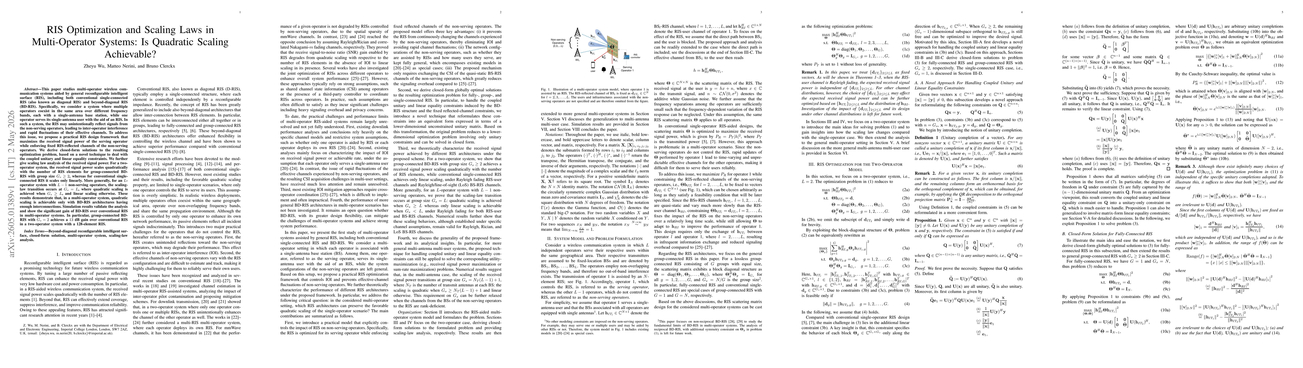 Thumbnail for RIS Optimization and Scaling Laws in Multi-Operator Systems: Is Quadratic Scaling Achievable?