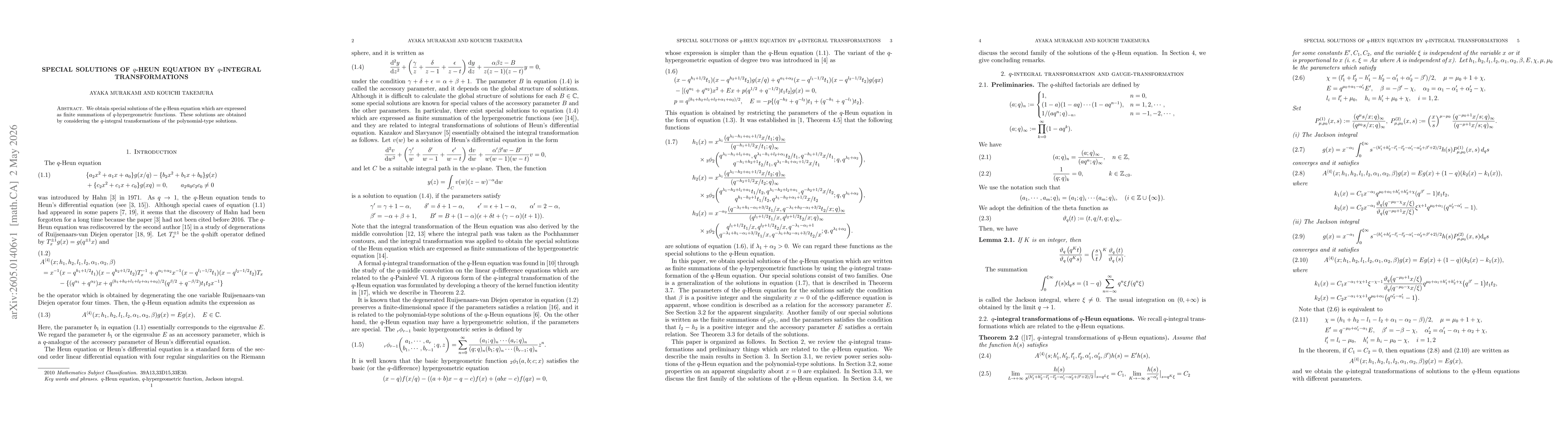 Thumbnail for Special Solutions of $q$-Heun Equation by $q$-Integral Transformations