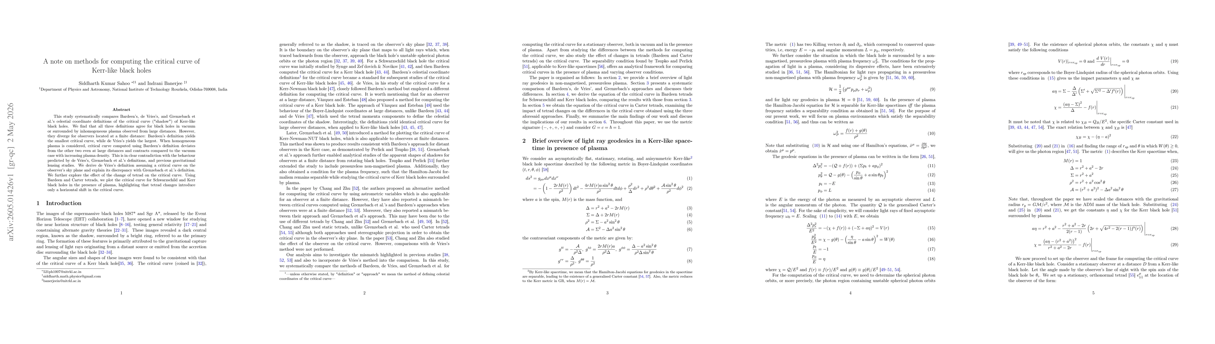 Thumbnail for A note on methods for computing the critical curve of Kerr-like black holes