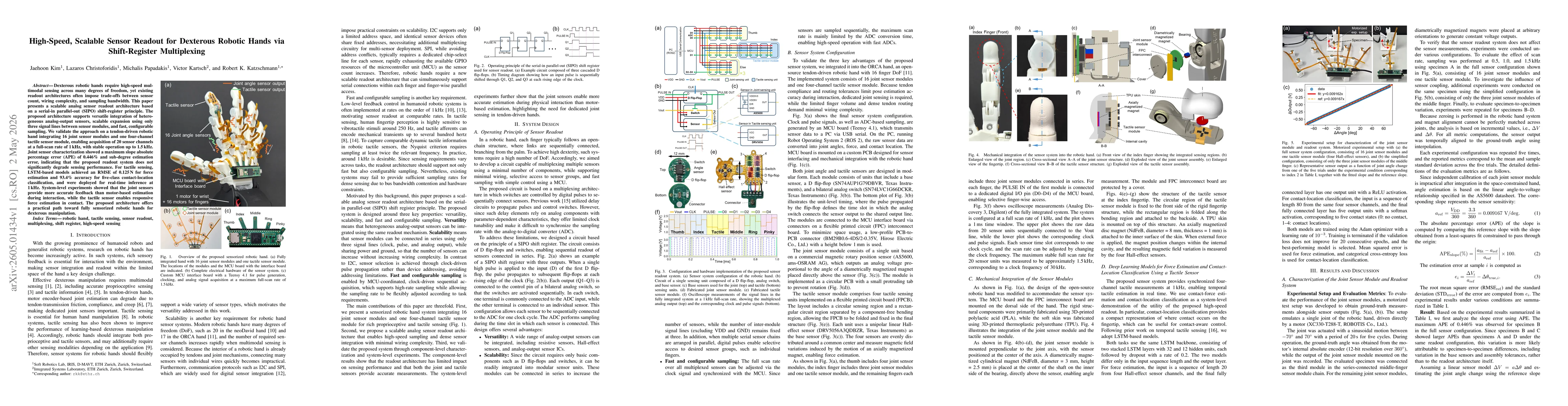 Thumbnail for High-Speed, Scalable Sensor Readout for Dexterous Robotic Hands via Shift-Register Multiplexing