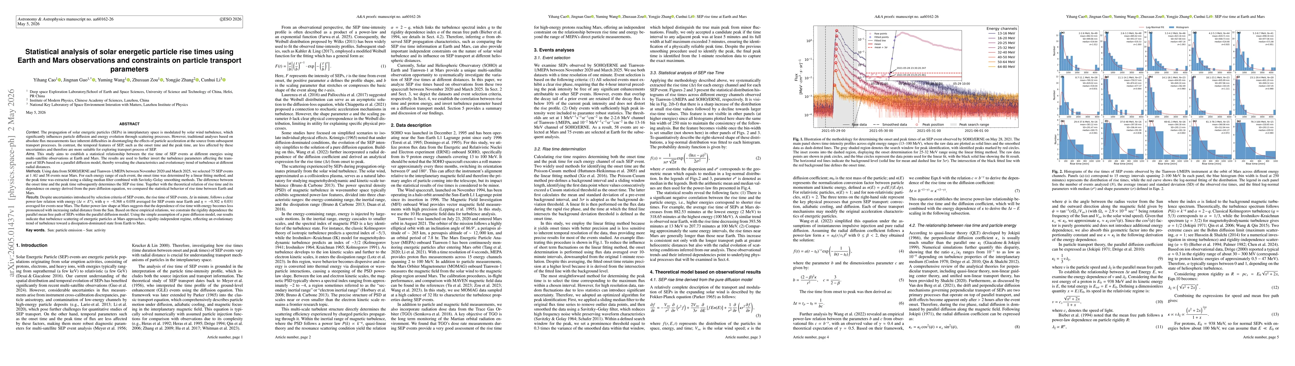 Thumbnail for Statistical analysis of solar energetic particle rise times using Earth and Mars observations and constraints on particle transport parameters