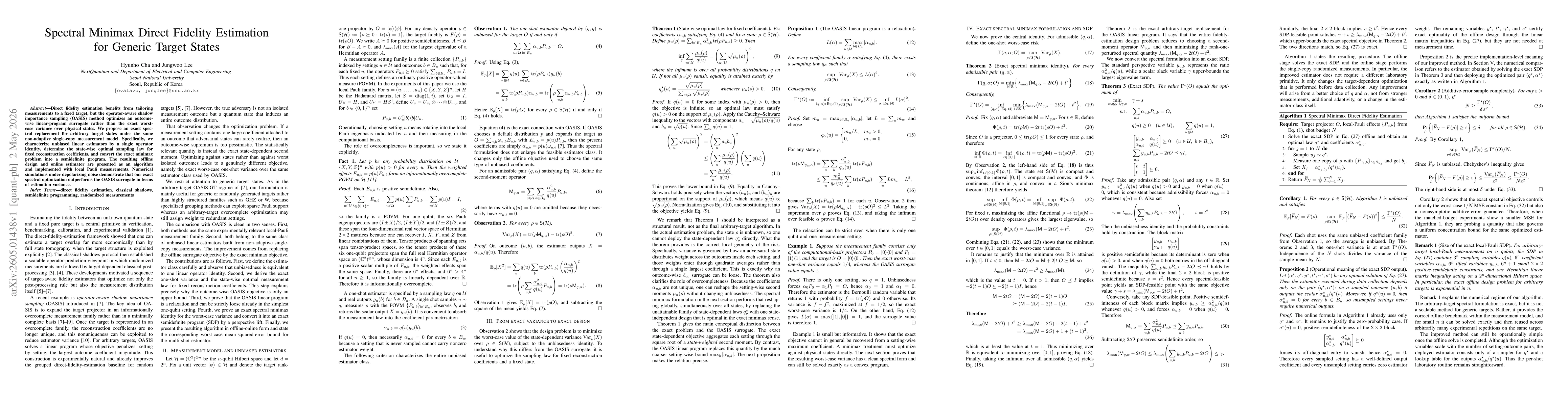 Thumbnail for Spectral Minimax Direct Fidelity Estimation for Generic Target States