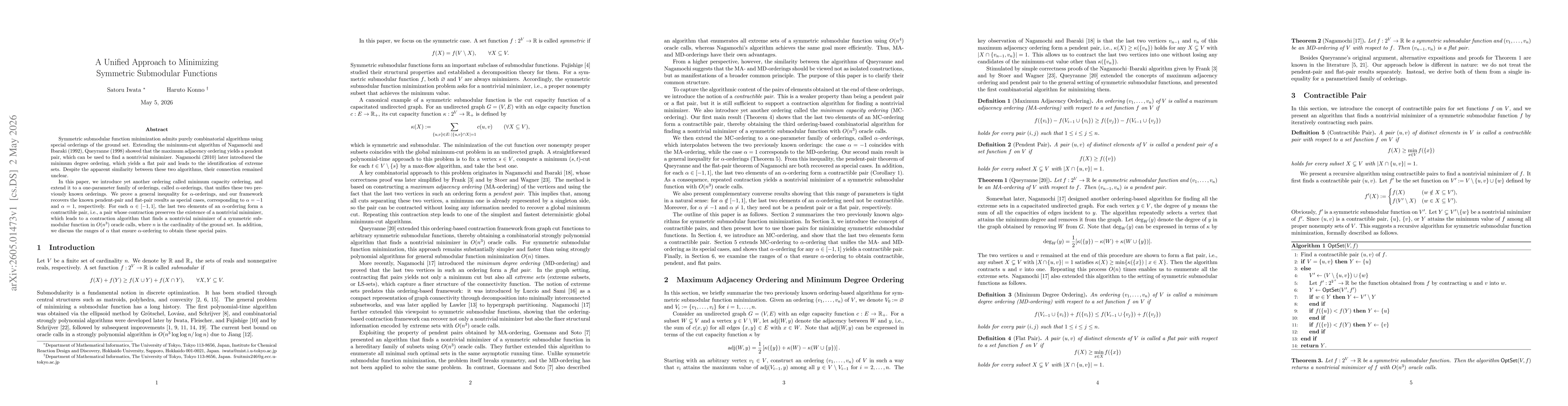 Thumbnail for A Unified Approach to Minimizing Symmetric Submodular Functions