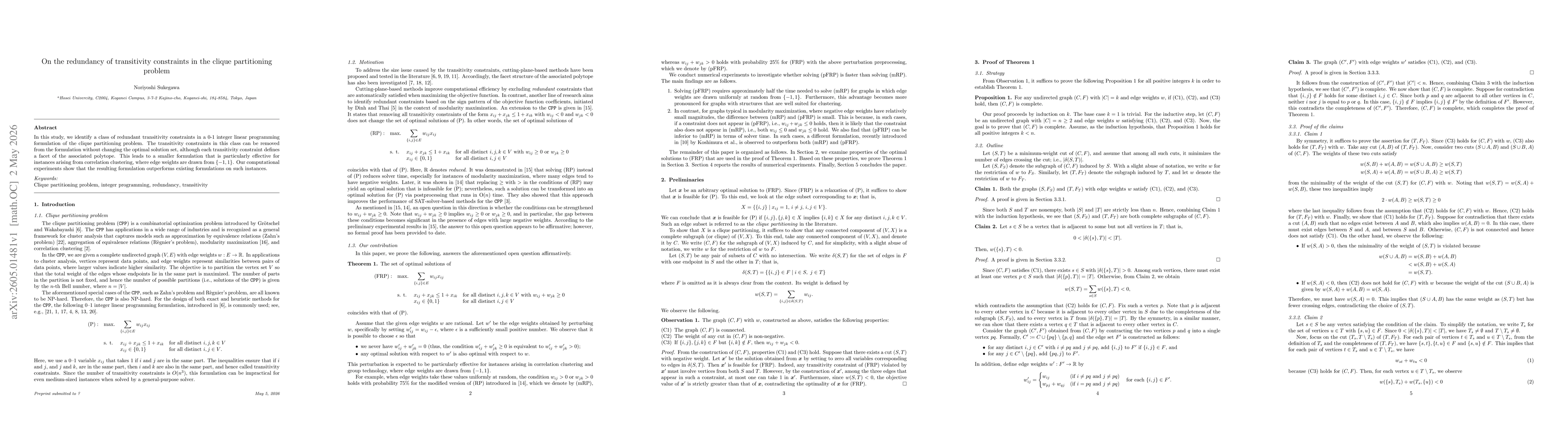 Thumbnail for On the redundancy of transitivity constraints in the clique partitioning problem