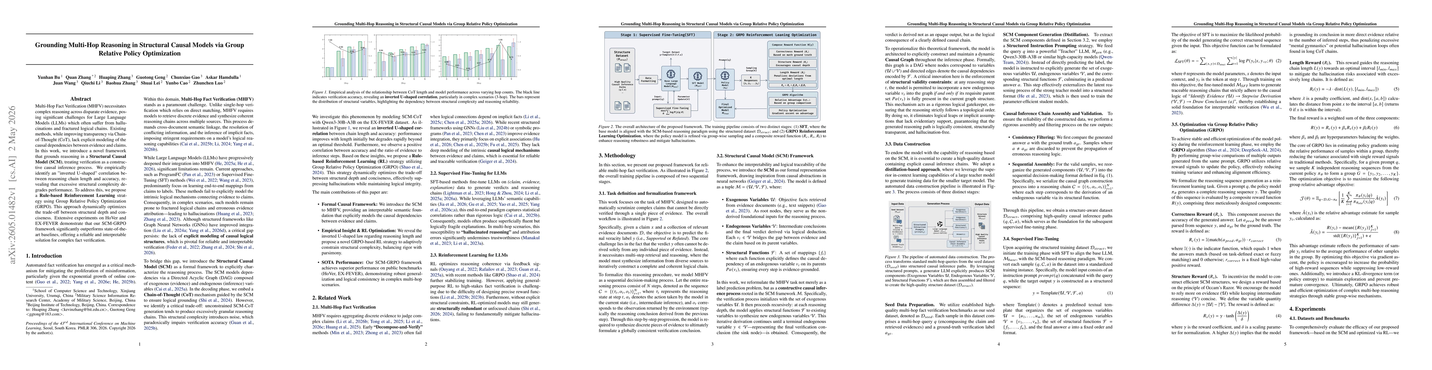 Thumbnail for Grounding Multi-Hop Reasoning in Structural Causal Models via Group Relative Policy Optimization