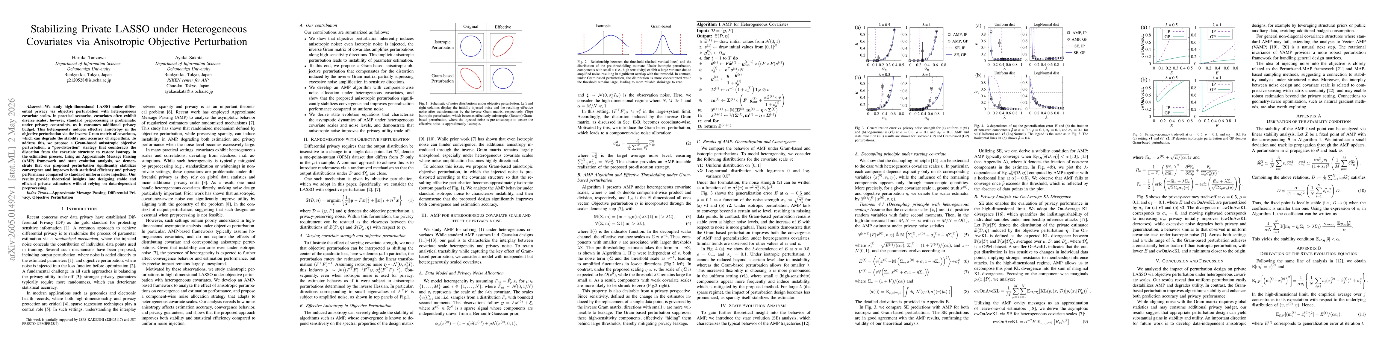 Thumbnail for Stabilizing Private LASSO under Heterogeneous Covariates via Anisotropic Objective Perturbation