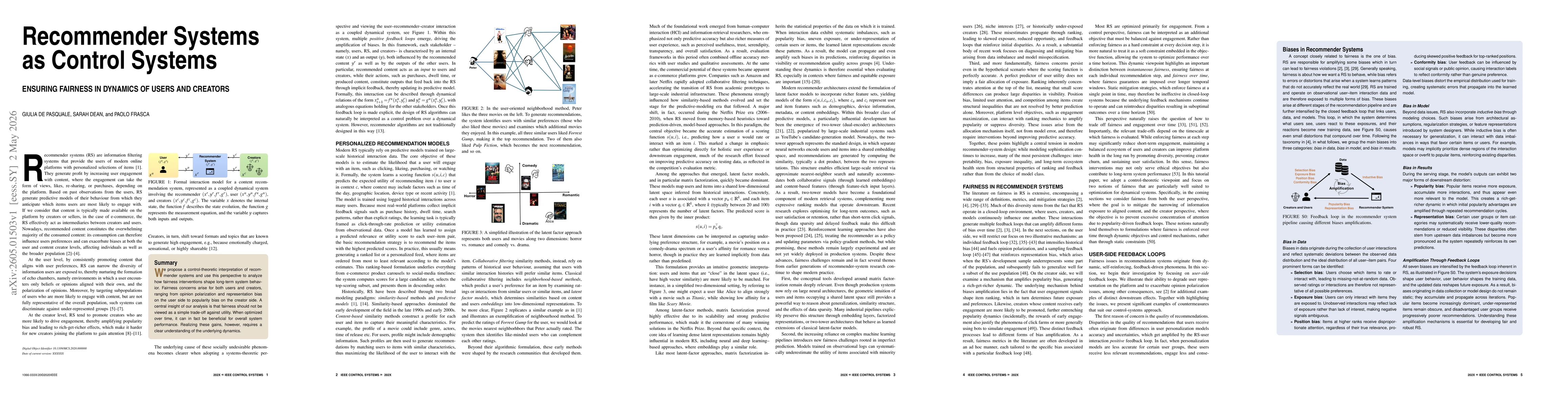 Thumbnail for Recommender Systems as Control Systems