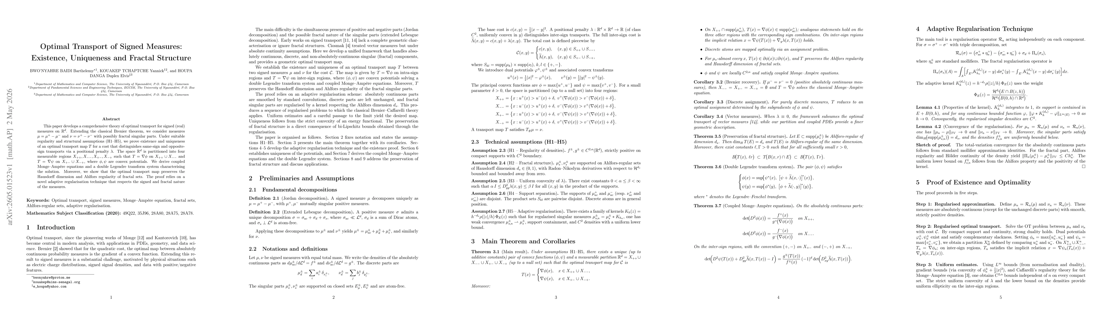 Thumbnail for Optimal transport of signed measures: existence, uniqueness and fractal structure
