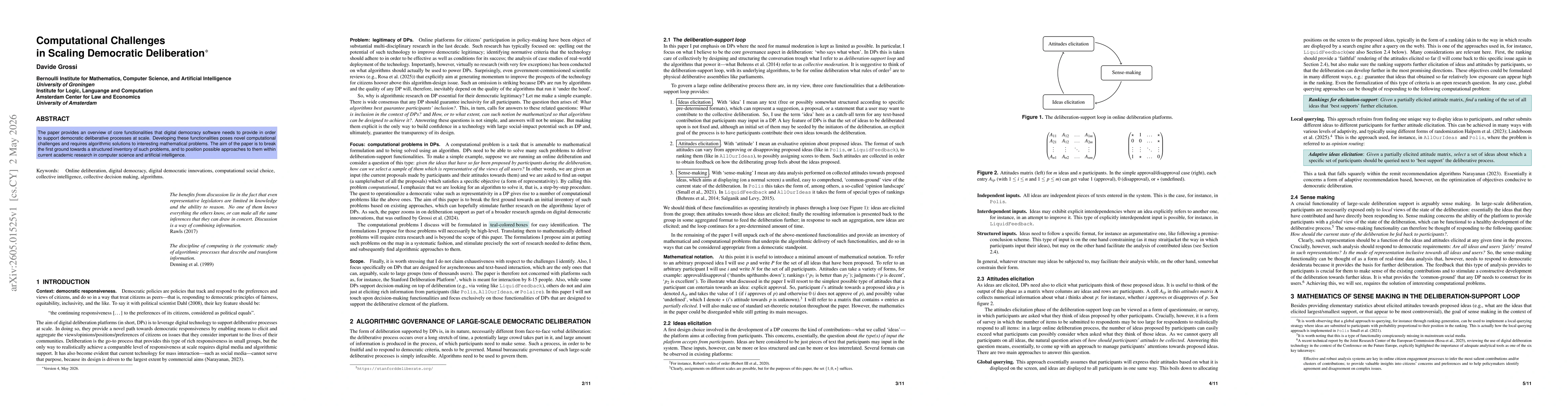 Thumbnail for Computational Challenges in Scaling Democratic Deliberation