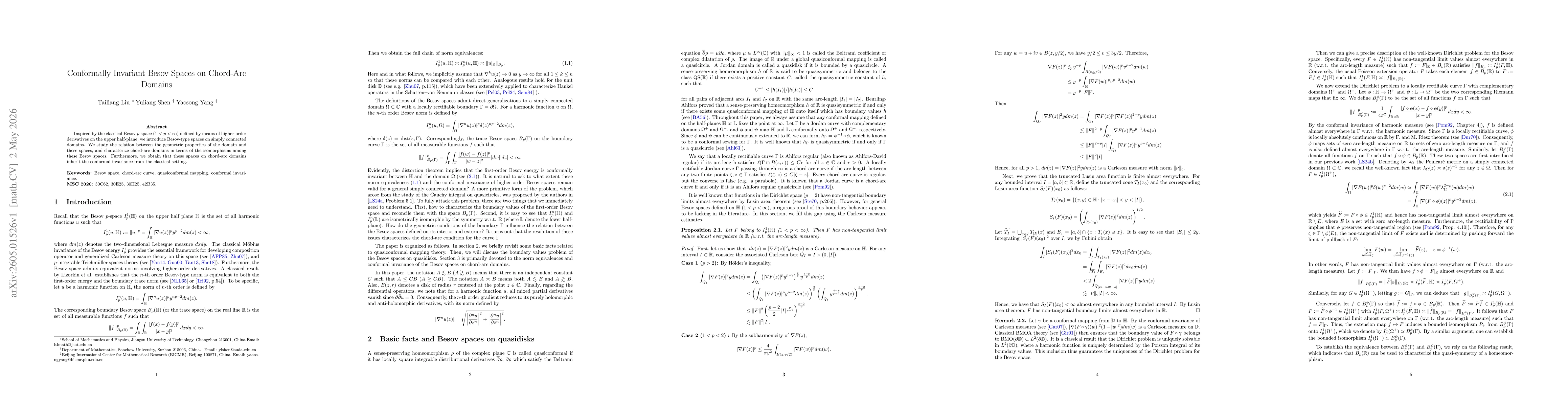Thumbnail for Conformally Invariant Besov Spaces on Chord-Arc Domains