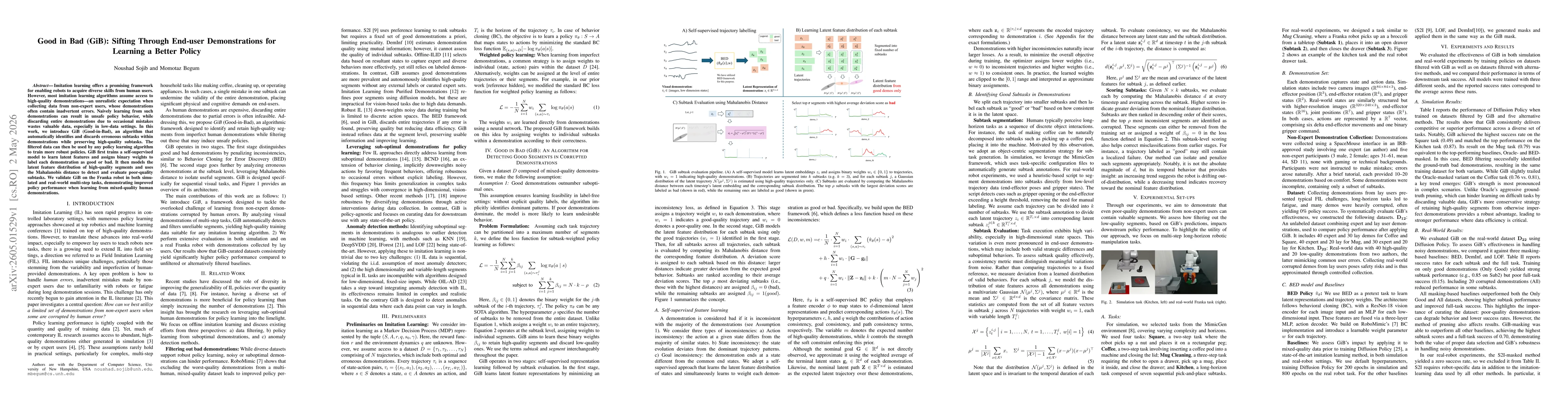 Thumbnail for Good in Bad (GiB): Sifting Through End-user Demonstrations for Learning a Better Policy