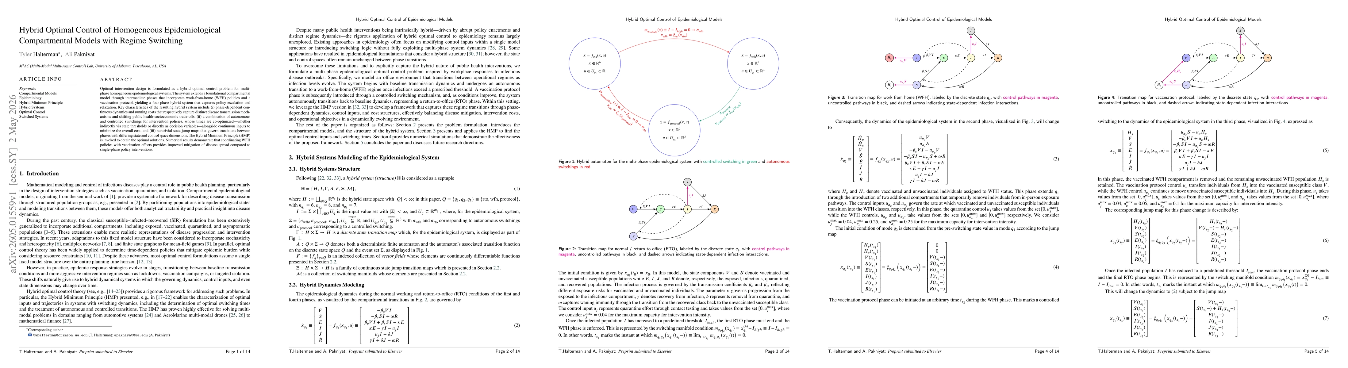 Thumbnail for Hybrid Optimal Control of Homogeneous Epidemiological Compartmental Models with Regime Switching
