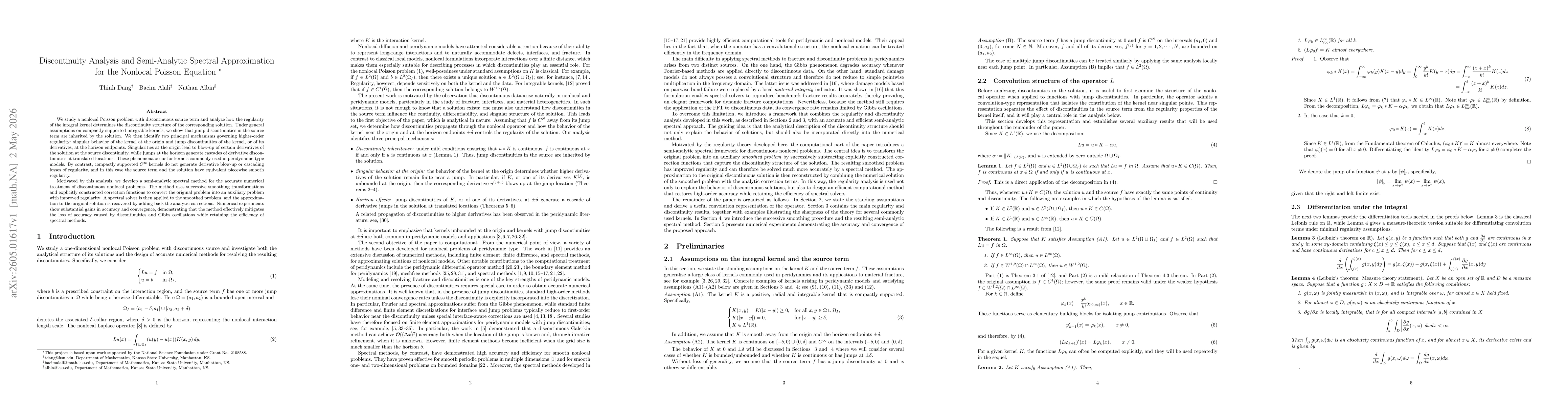Thumbnail for Discontinuity Analysis and Semi-Analytic Spectral Approximation for the Nonlocal Poisson Equation