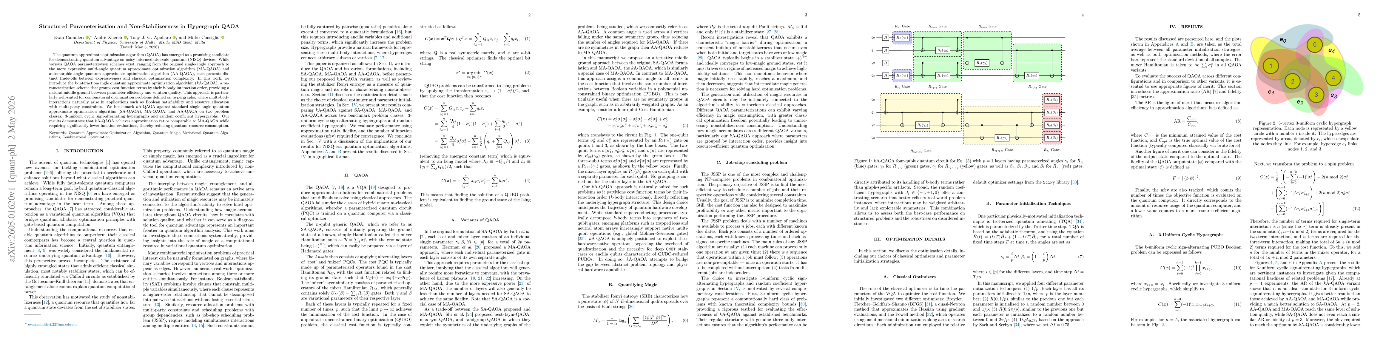 Thumbnail for Structured Parameterization and Non-Stabilizerness in Hypergraph QAOA