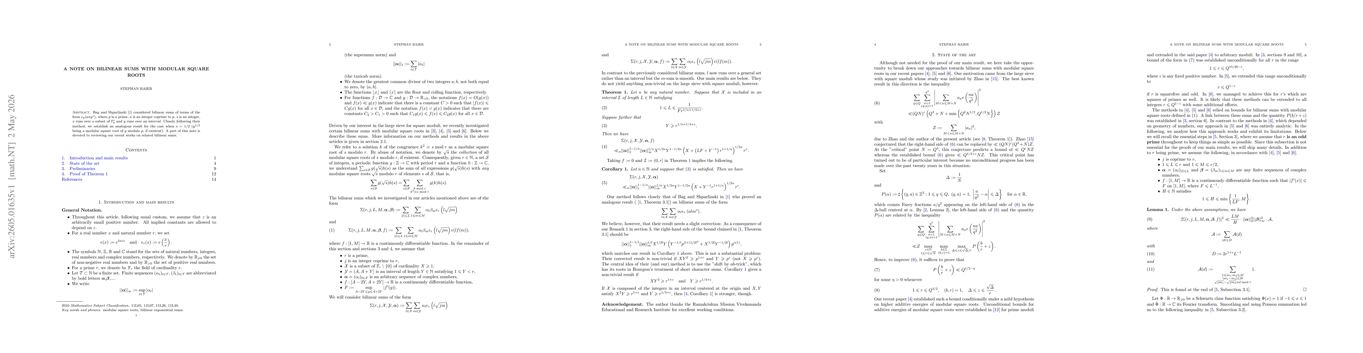 Thumbnail for A note on bilinear sums with modular square roots