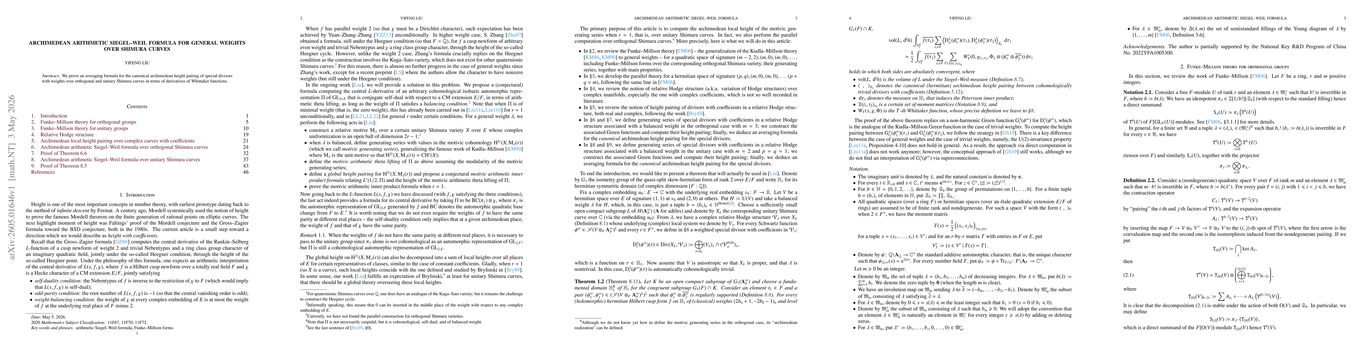 Thumbnail for Archimedean arithmetic Siegel--Weil formula for general weights over Shimura curves
