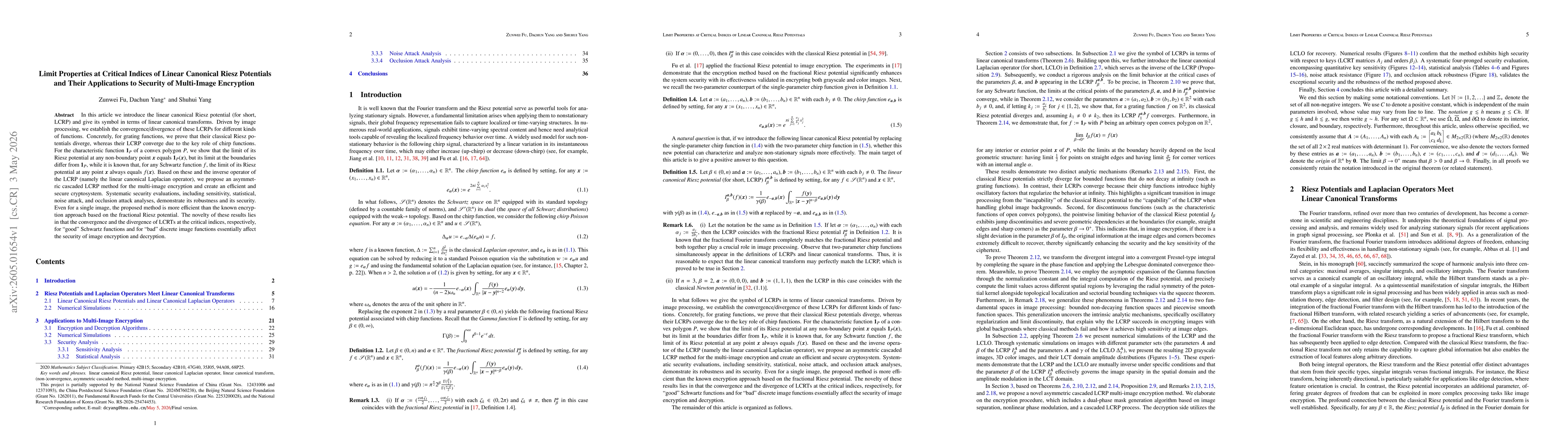 Thumbnail for Limit Properties at Critical Indices of Linear Canonical Riesz Potentials and Their Applications to Security of Multi-Image Encryption