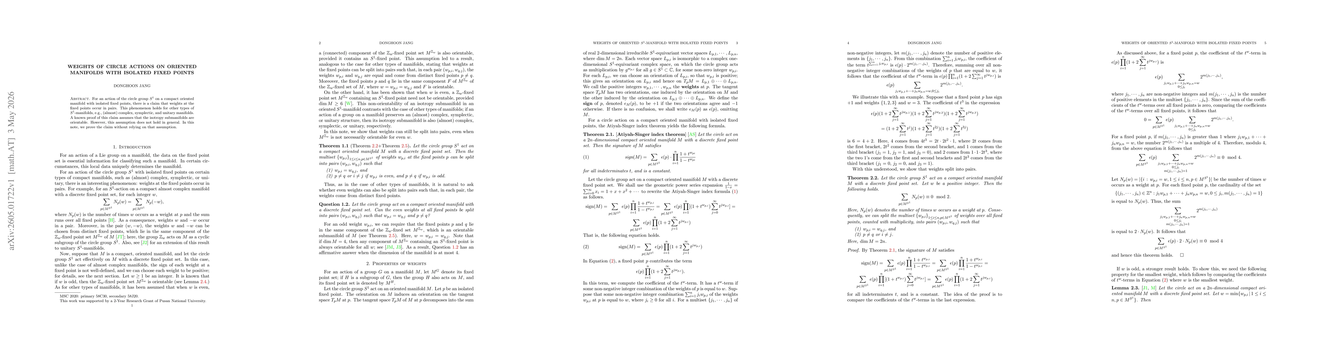 Thumbnail for Weights of circle actions on oriented manifolds with isolated fixed points