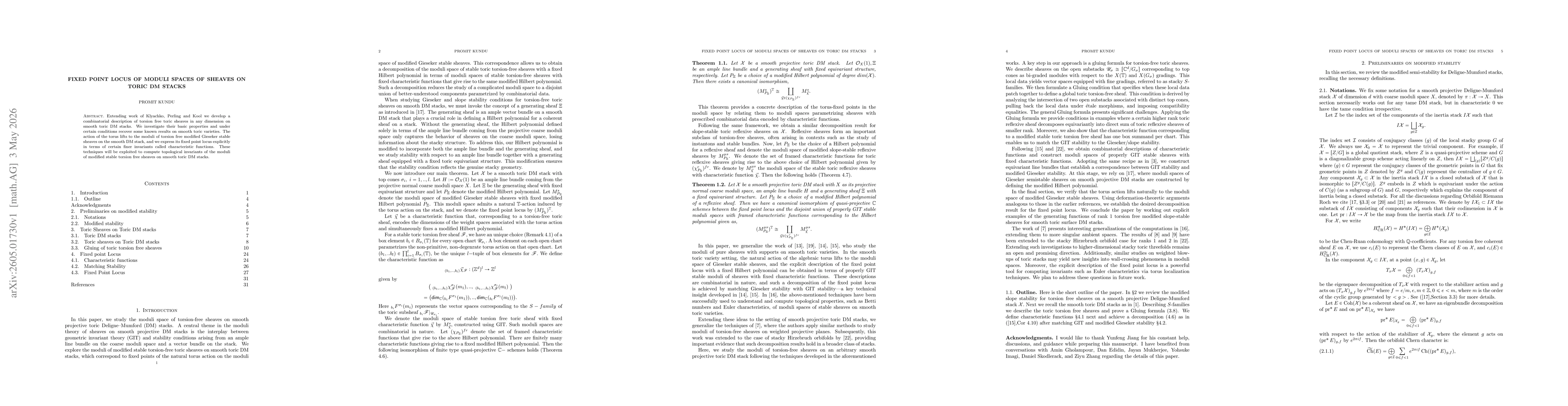 Thumbnail for Fixed point locus of Moduli spaces of Sheaves on Toric DM stacks