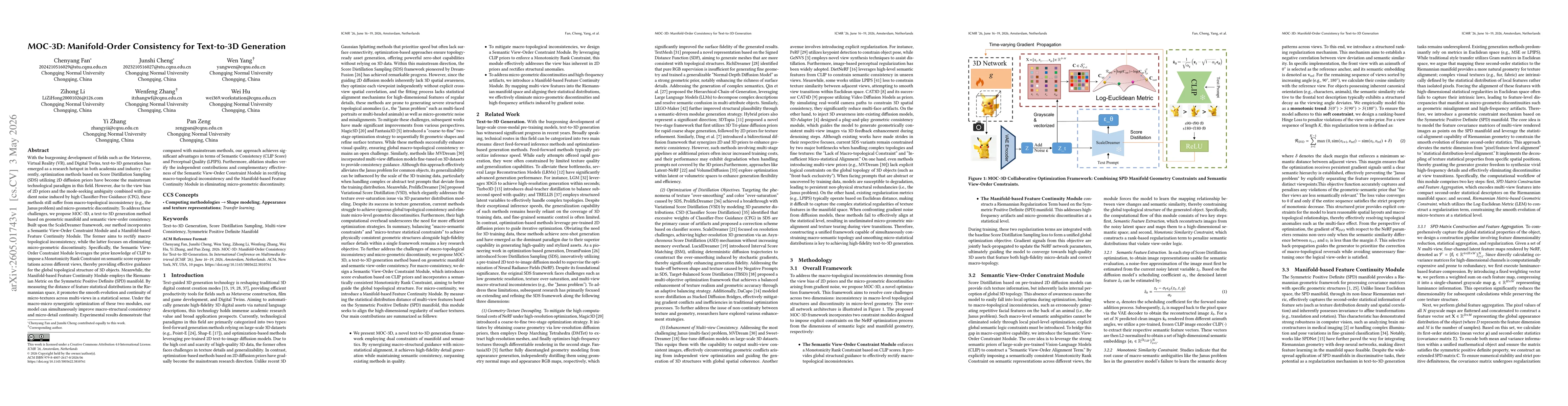 Thumbnail for MOC-3D: Manifold-Order Consistency for Text-to-3D Generation