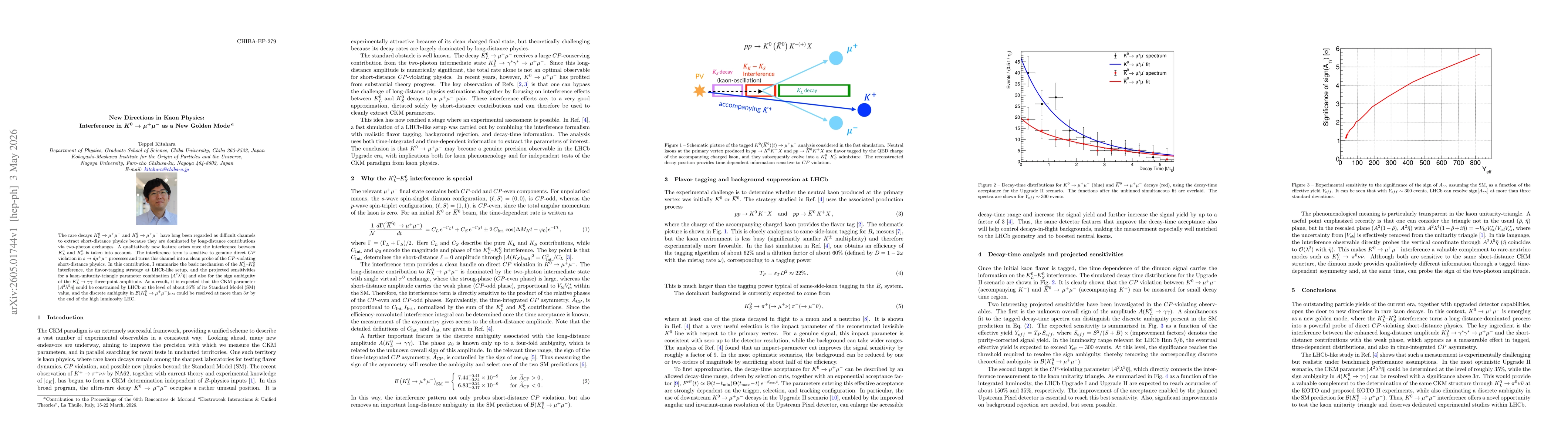 Thumbnail for New Directions in Kaon Physics: Interference in $K^0\toμ^+μ^-$ as a New Golden Mode