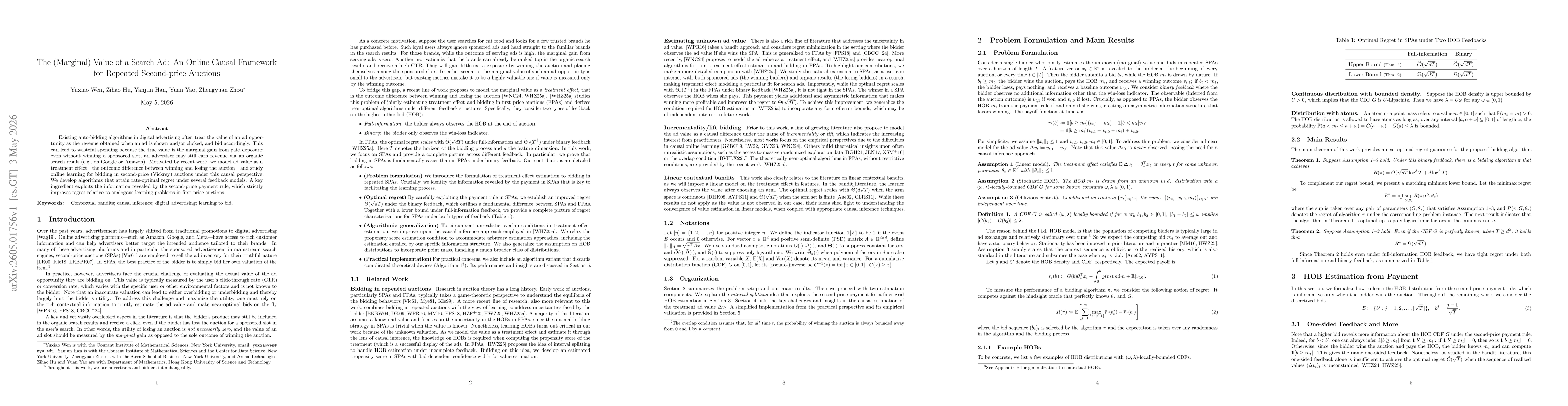 Thumbnail for The (Marginal) Value of a Search Ad: An Online Causal Framework for Repeated Second-price Auctions