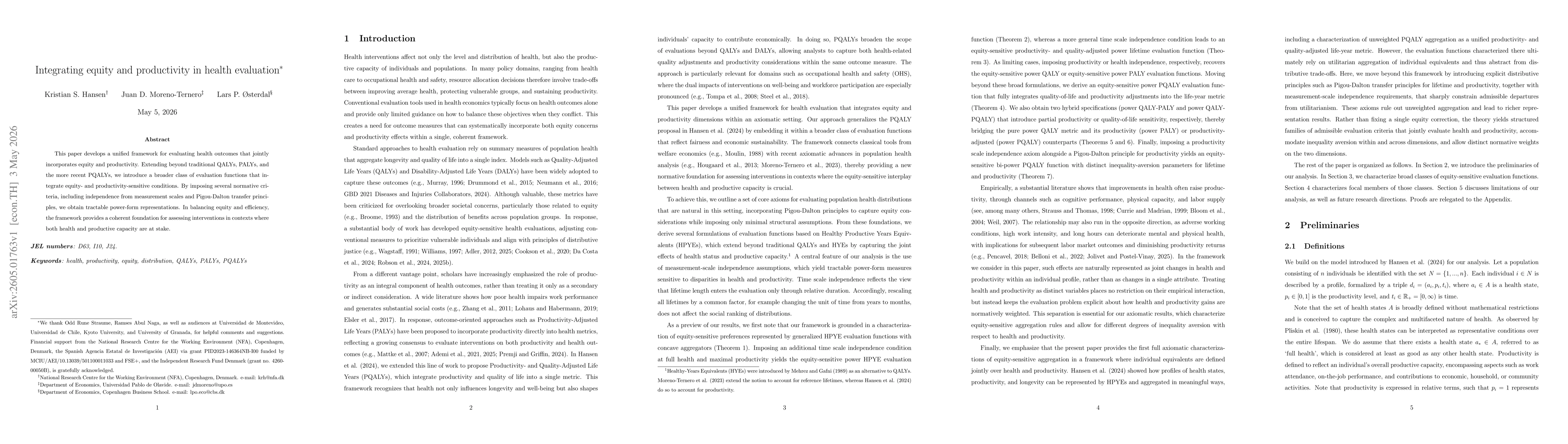 Thumbnail for Integrating equity and productivity in health evaluation