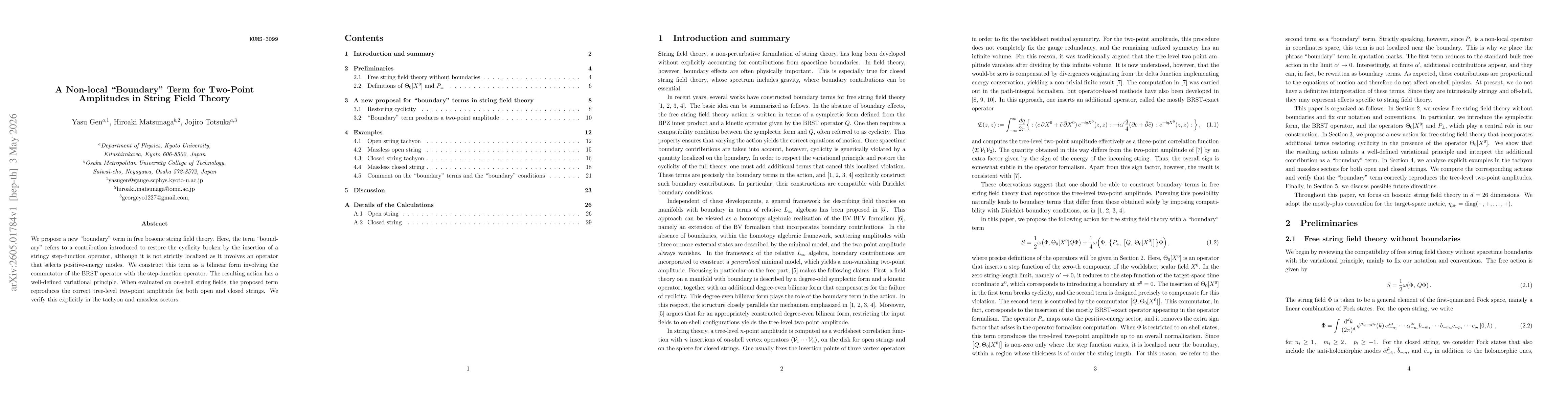 Thumbnail for A Non-local "Boundary'' Term for Two-Point Amplitudes in String Field Theory