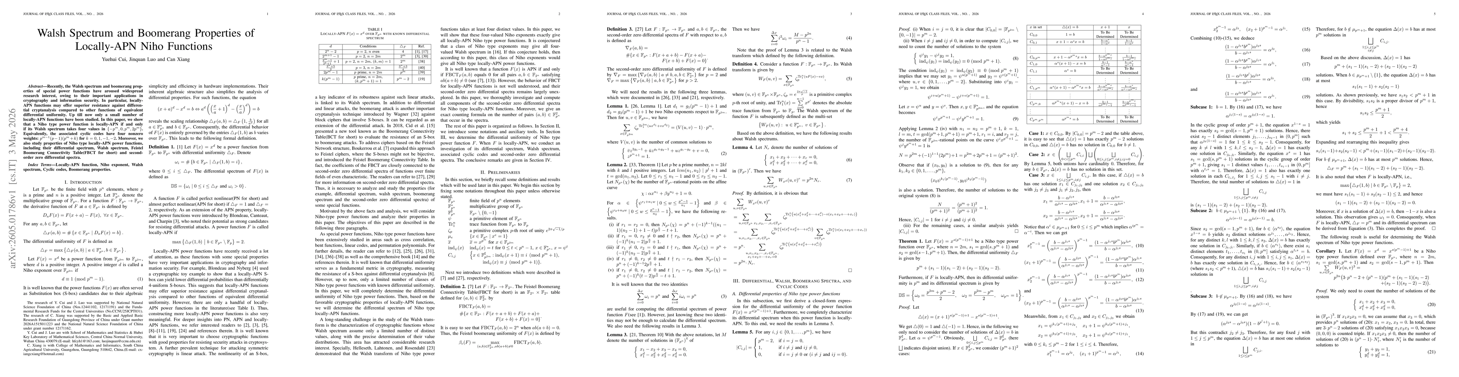 Thumbnail for Walsh Spectrum and Boomerang Properties of Locally-APN Niho Functions