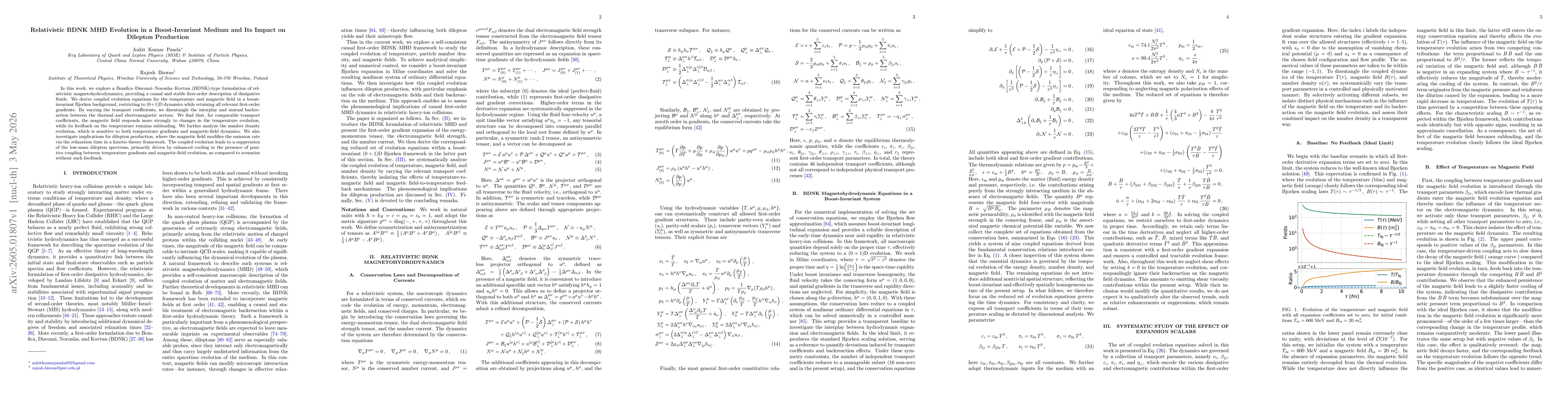 Thumbnail for Relativistic BDNK MHD Evolution in a Boost-Invariant Medium and Its Impact on Dilepton Production