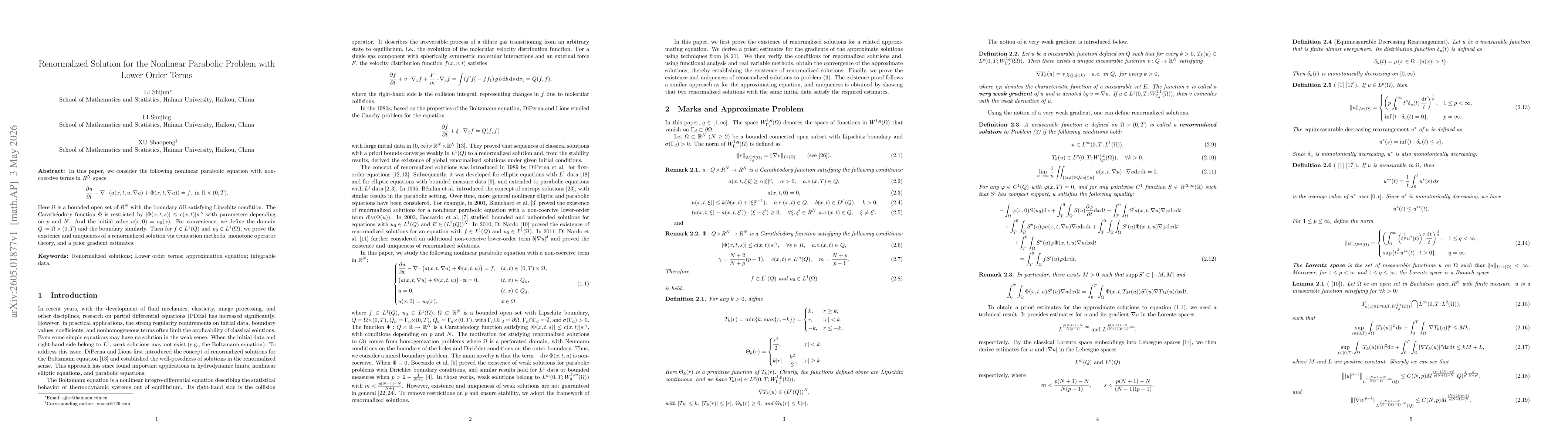 Thumbnail for Renormalized Solution for the Nonlinear Parabolic Problem with Lower Order Terms