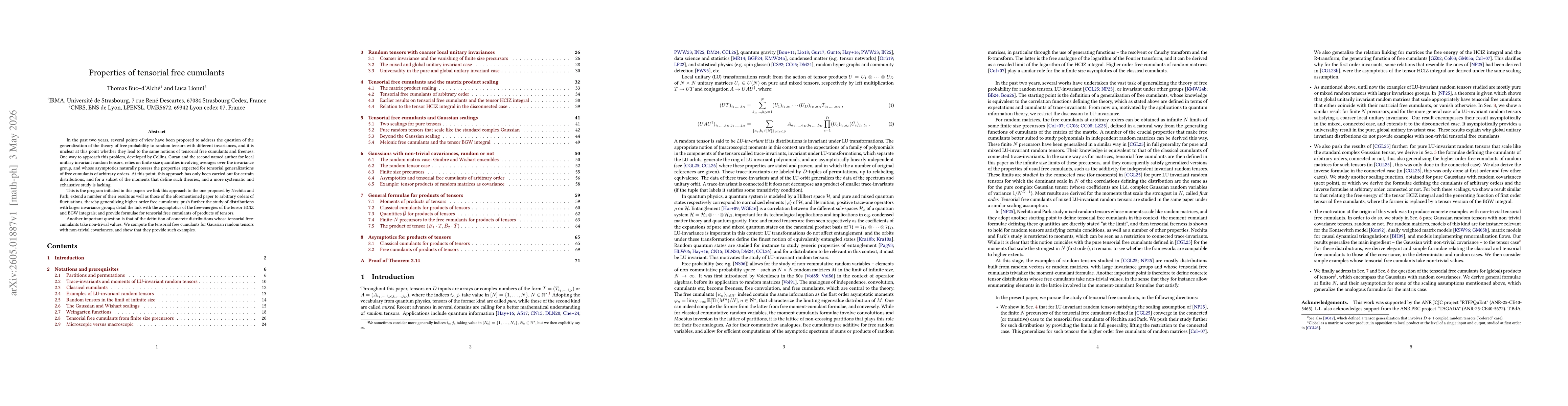 Thumbnail for Properties of tensorial free cumulants