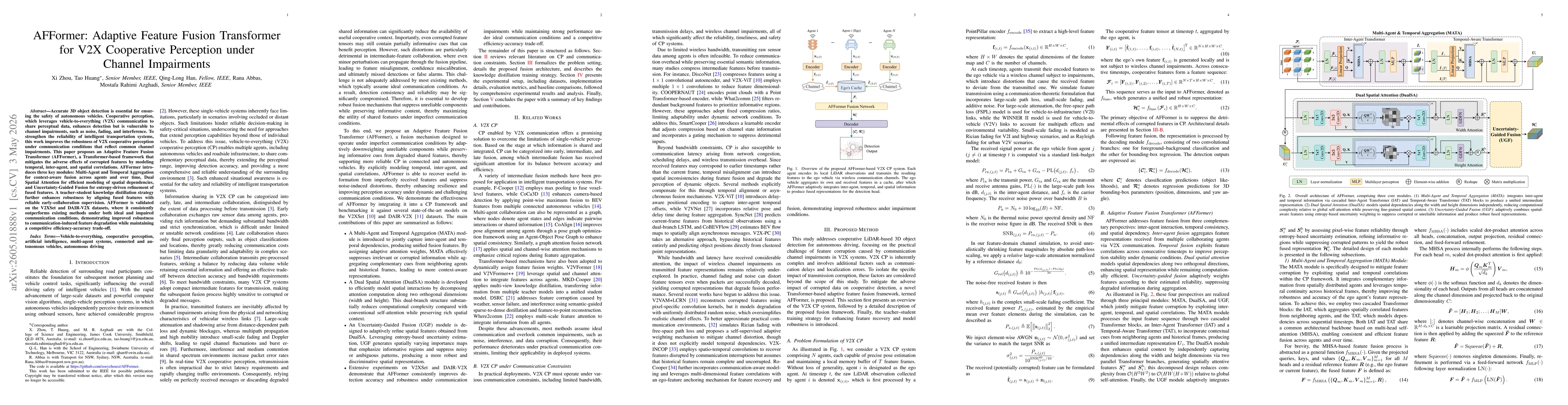 Thumbnail for AFFormer: Adaptive Feature Fusion Transformer for V2X Cooperative Perception under Channel Impairments