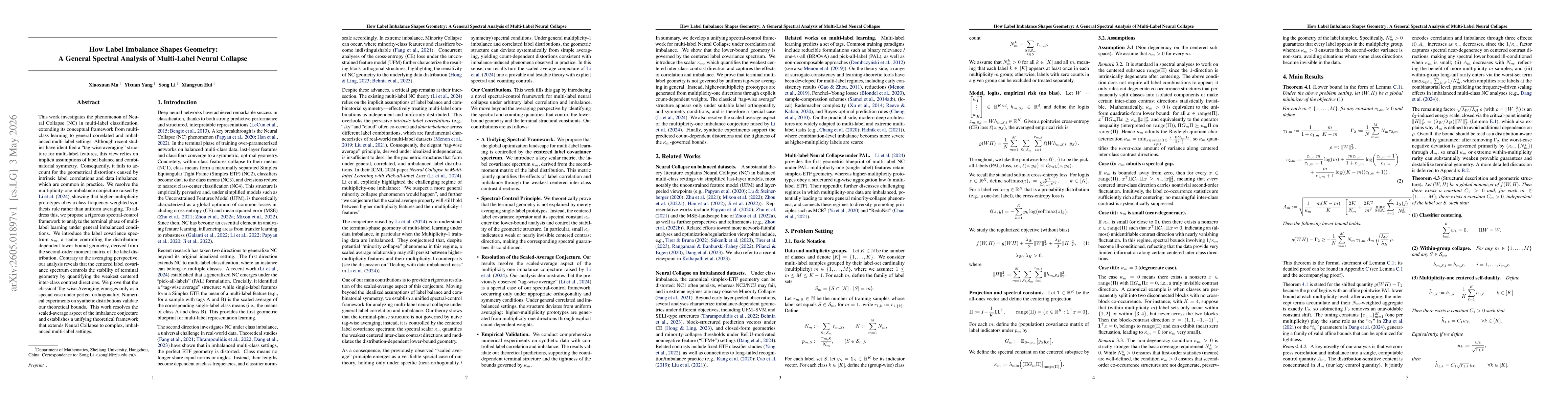 Thumbnail for How Label Imbalance Shapes Geometry: A General Spectral Analysis of Multi-Label Neural Collapse