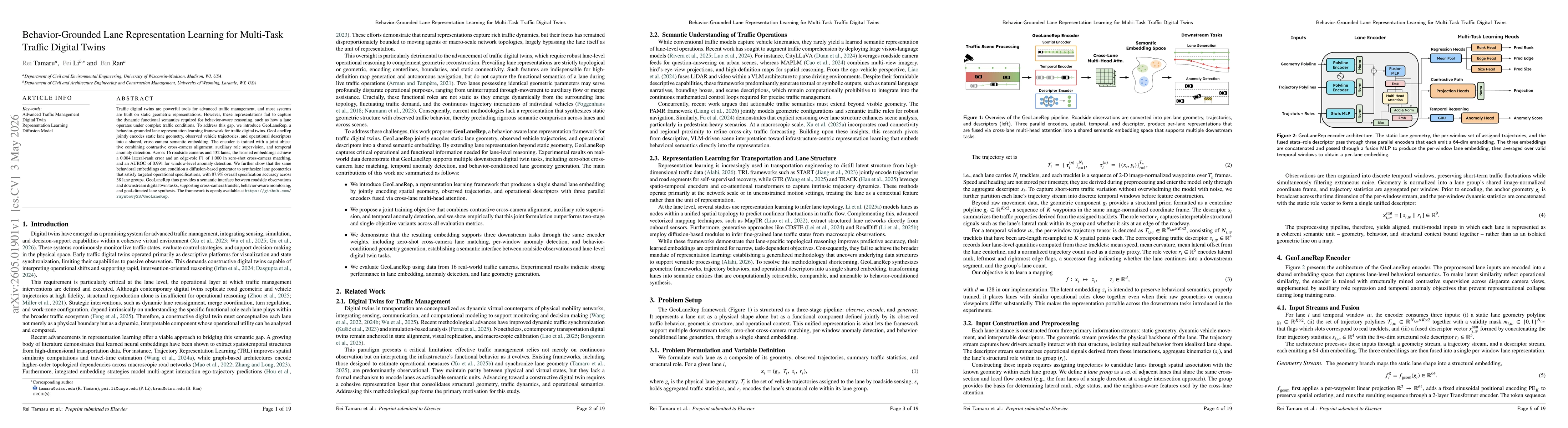 Thumbnail for Behavior-Grounded Lane Representation Learning for Multi-Task Traffic Digital Twins