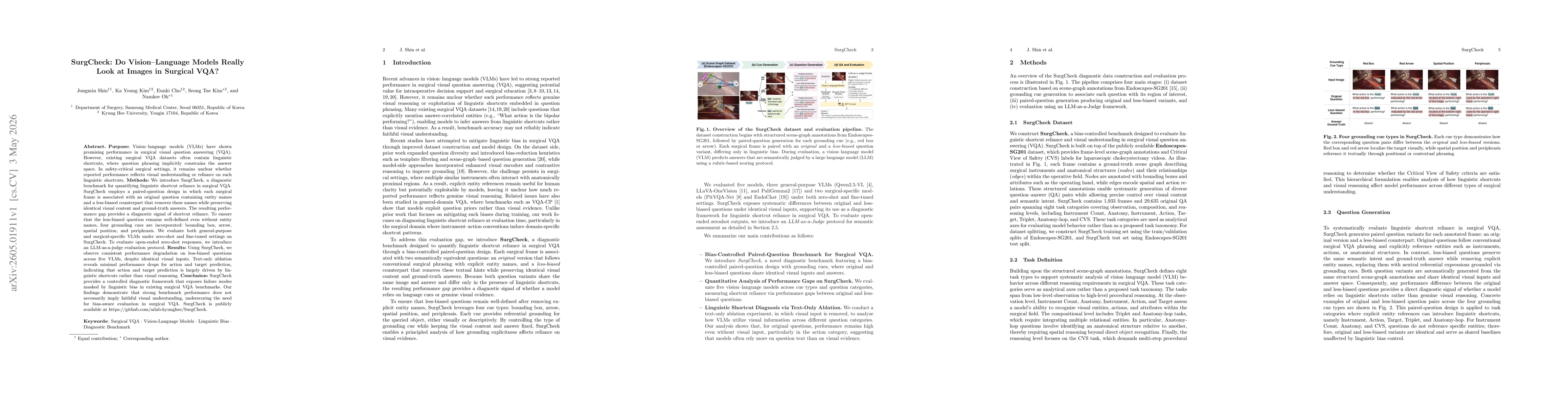 Thumbnail for SurgCheck: Do Vision-Language Models Really Look at Images in Surgical VQA?