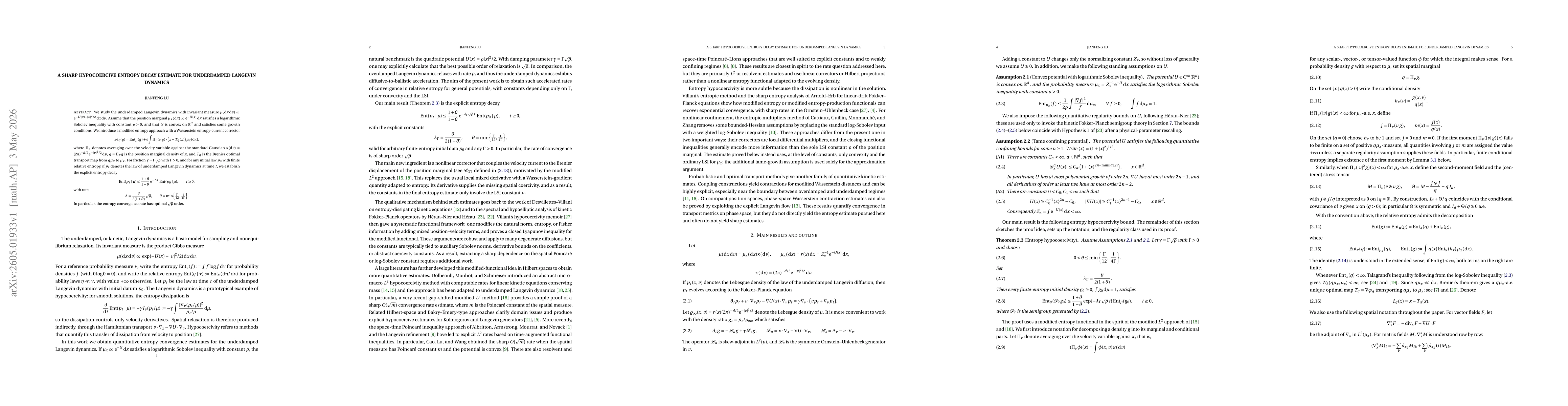 Thumbnail for A sharp hypocoercive entropy decay estimate for underdamped Langevin dynamics