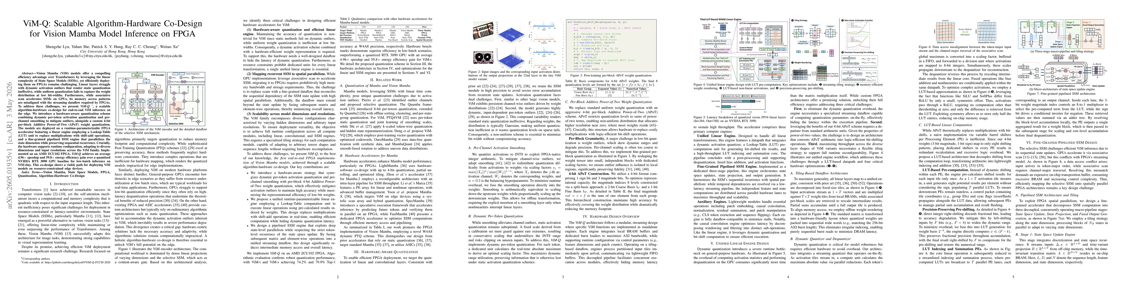 Thumbnail for ViM-Q: Scalable Algorithm-Hardware Co-Design for Vision Mamba Model Inference on FPGA