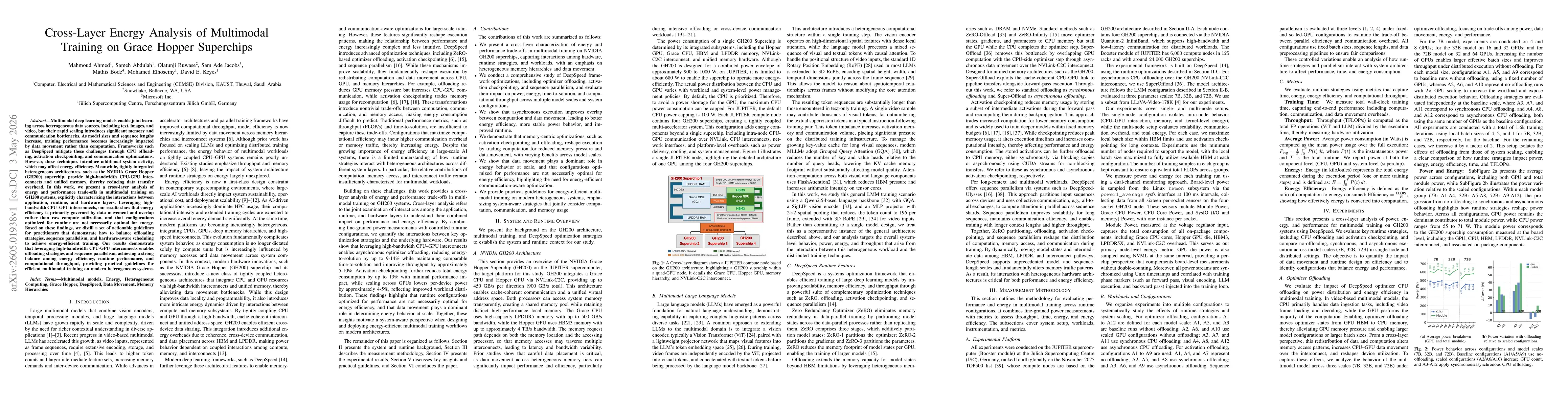 Thumbnail for Cross-Layer Energy Analysis of Multimodal Training on Grace Hopper Superchips