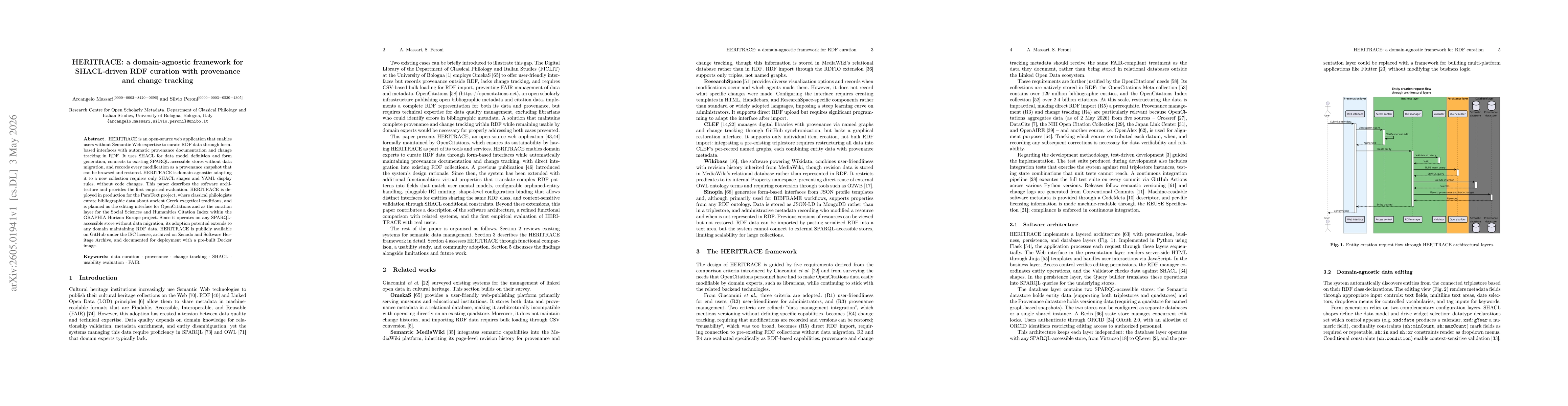 Thumbnail for HERITRACE: a domain-agnostic framework for SHACL-driven RDF curation with provenance and change tracking