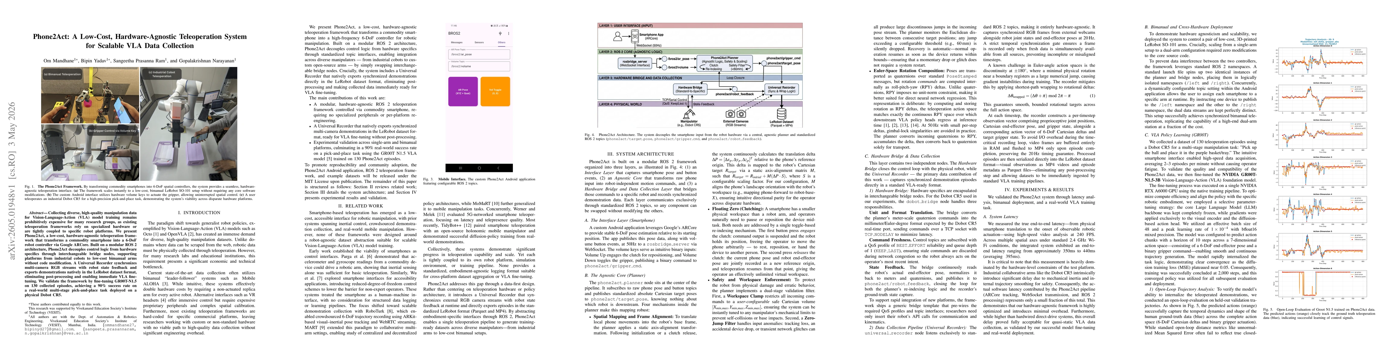 Thumbnail for Phone2Act: A Low-Cost, Hardware-Agnostic Teleoperation System for Scalable VLA Data Collection