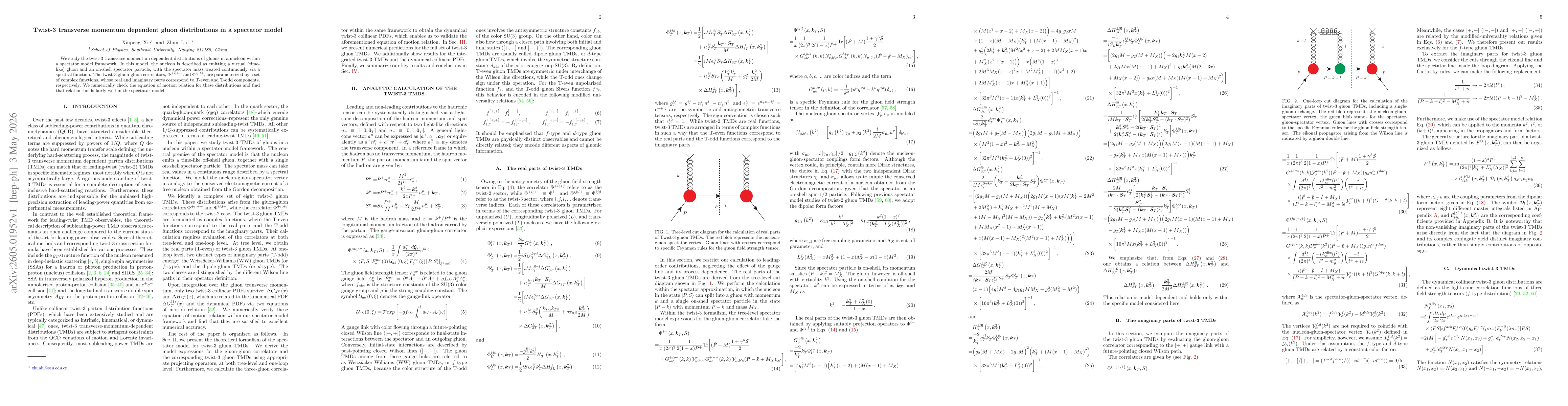 Thumbnail for Twist-3 transverse momentum dependent gluon distributions in a spectator model