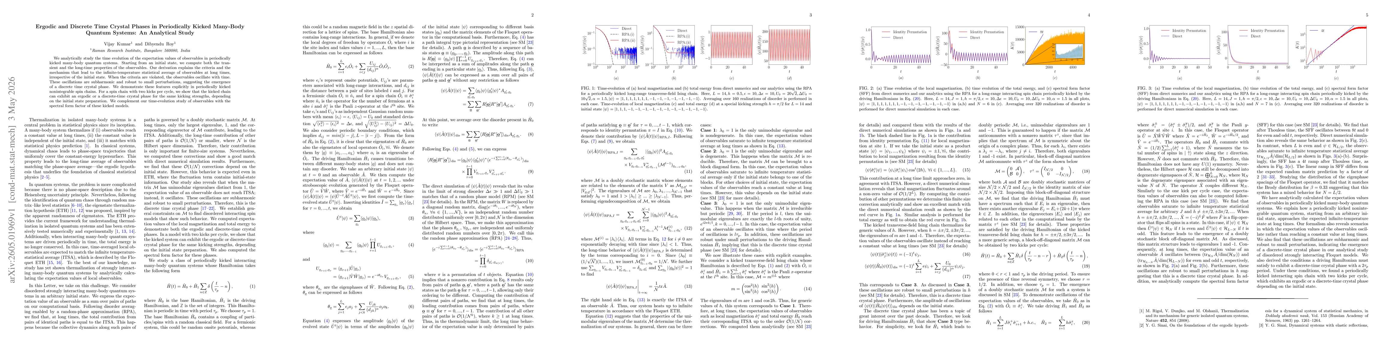 Thumbnail for Ergodic and Discrete Time Crystal Phases in Periodically Kicked Many-Body Quantum Systems: An Analytical Study