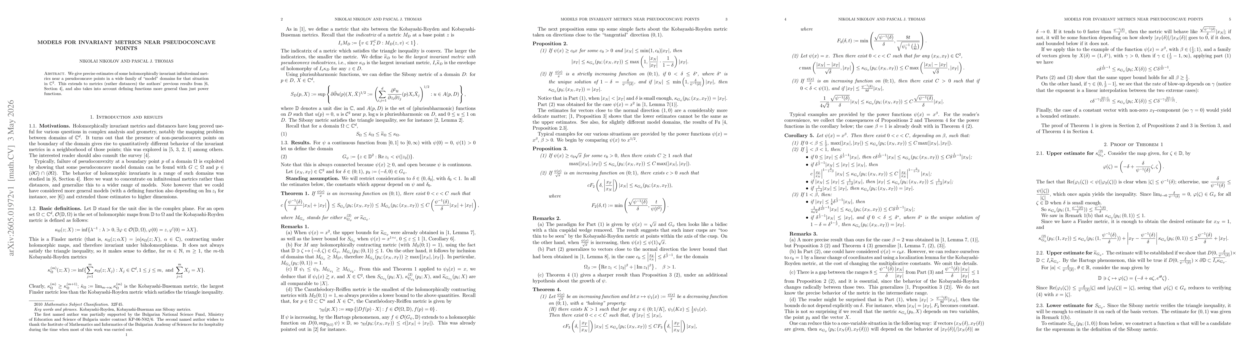 Thumbnail for Invariant metrics of model domains near pseudoconcave points